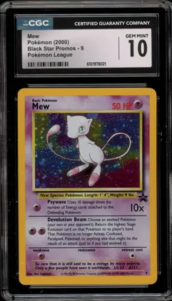 Pokemon Mew League Black Star Holo Promo #9 CGC 10 Gem Mint - Image 1