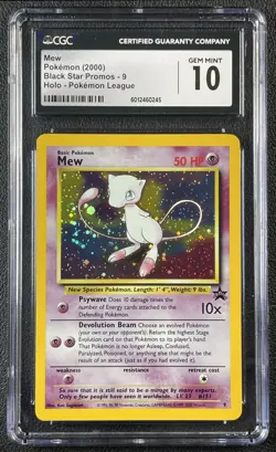 MEW CGC 10 2000 POKEMON BLACK STAR PROMOS #9 POKEMON LEAGUE HOLO 245 - Image 1
