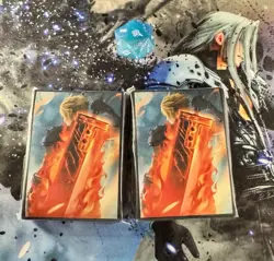 Final Fantasy 7 Cloud Buster Sword TCG Card Sleeves x100 + Oversized FF D20 Die - Image 1