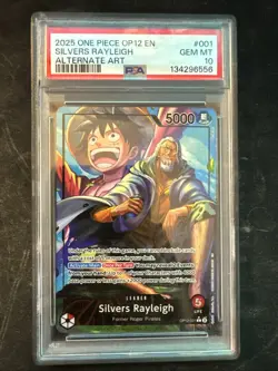 2025 PSA 10 Silvers Rayleigh OP12-001 Legacy of the Master One Piece Card - Image 1