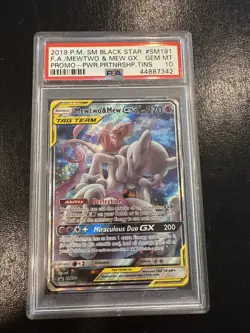 Pokemon TCG Mewtwo and Mew GX SM191 Holo Promo Card PSA 10 Gem Mint Black Star - Image 1