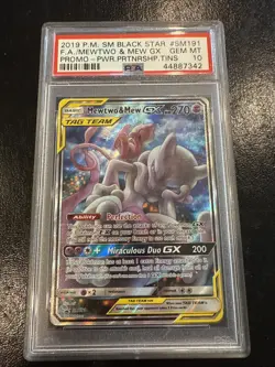 Pokemon TCG Mewtwo and Mew GX SM191 Holo Promo Card PSA 10 Gem Mint Black Star - Image 2