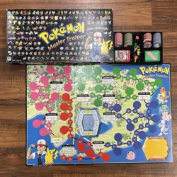 Hasbro Pokemon Master Trainer Game Board 1999 Edition Near Complete Needs Dice - Image 1