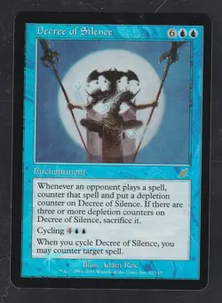Magic the Gathering DECREE OF SILENCE #32/143 Scourge Blue Foil Rare 2003 NM - Image 1