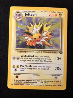 Jolteon 1999 Pokemon Jungle Unlimited Holo Rare 4/64 NM TCG - Image 1