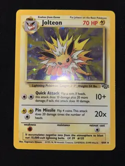 Jolteon 1999 Pokemon Jungle Unlimited Holo Rare 4/64 NM TCG - Image 2