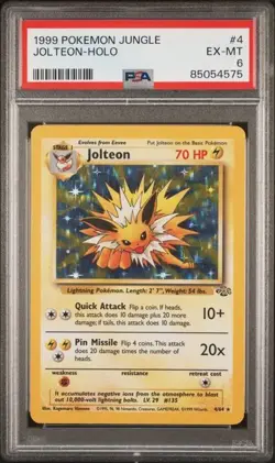 Pokemon TCG Jolteon Jungle 4/64 Holo Unlimited Holo Rare PSA 6 - Image 1