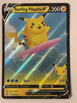 Surfing Pikachu V & VMAX Full Art Pokemon Celebrations 25th Anniversary NM - Image 5