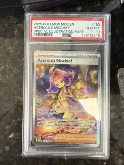 2025 POKEMON SPECIAL ILLUSTRATION RARE SIR ACEROLA'S MISCHIEF 183 PSA 10 - Image 1