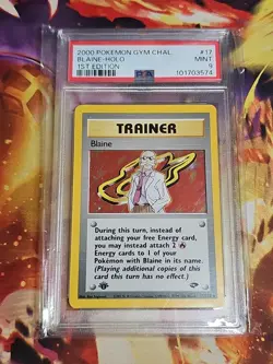Pokemon 1st Edition Blaine 17/132 PSA 9 Mint Gym Challenge Trainer Holo Rare! - Image 1