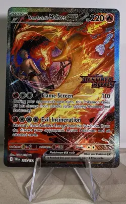 Pokemon Team Rocket's Moltres EX SIR Stamped Promo Destined Rivals 229/182 NM - Image 1
