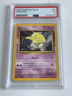 BASE SET Drowzee! EXCELLENT condition! 1999 Pokemon TCG #49/102 PSA 5 - Image 1