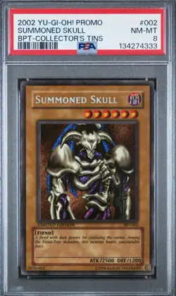 2002 YU-GI-OH Summoned Skull Limited Edition Promo Collector's Tin BPT-002 PSA 8 - Image 1