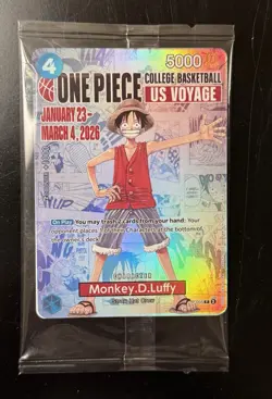One Piece Monkey D. Luffy US Voyage College Basketball Promo Card Rutgers SEALED - Image 1