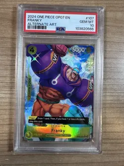 Franky 2024 One Piece OP07 500 Years in the Future Alternate Art #107 PSA 10 - Image 1