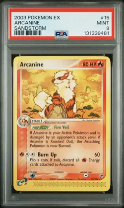 PSA 9 MINT 2003 POKEMON EX SANDSTORM #15 ARCANINE SANDSTORM - Image 1