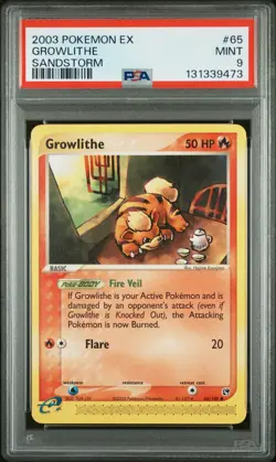 PSA 9 MINT 2003 POKEMON EX SANDSTORM #65 GROWLITHE SANDSTORM E-CARD - Image 3