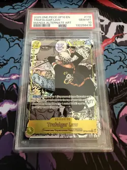 2025 ONE PIECE OP10-ROYAL BLOOD MANGA ALTERNATE ART #119 TRAFALGAR LAW PSA 10 - Image 3