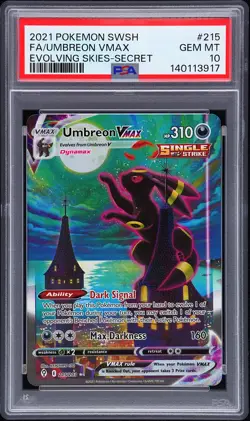 2021 POKEMON SWORD & SHIELD EVOLVING SKIES SECRET FULL ART/UMBREON VMAX PSA 10 - Image 1