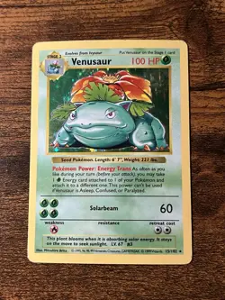 Pokemon Venusaur Holo Rare Card Base Set Shadowless 15/102 100HP 1999 English - Image 1