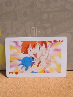 Pokemon, Misty/Horsea, 3 Of Diamonds, Vintage Playing Card, Rare, LP - Image 1