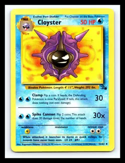 💥 Cloyster Non Holo Foil WOTC Pokemon Card 32/62 Vintage Fossil Set 1999 - Image 1