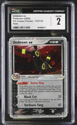 CGC 2 Umbreon ex 2005 EX Unseen Forces 112/115 Holo Pokemon Card - Image 1