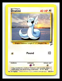 💥 Dratini Non Holo 2000 Pokemon Base Set 2 WOTC Vintage Card # 38/130 - Image 1