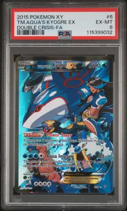 2015 POKEMON XY DOUBLE CRISIS #6 FULL ART/TEAM AQUA'S KYOGRE EX PSA 6 - Image 1