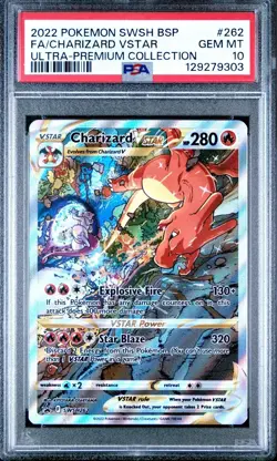 2022 Pokemon Charizard VSTAR Ultra-Premium Full Alt Art Promo SWSH262 PSA 10 Gem - Image 1