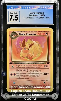 Pokemon 2000 Team Rocket 1st Edition 35/82 Dark Flareon CGC 7.5 NM - Image 1