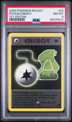 2000 POKEMON ROCKET 82 POTION ENERGY 1ST EDITION PSA 8 - Image 1