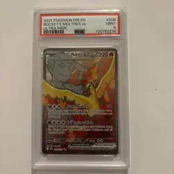 2025 POKEMON EN-DESTINED RIVALS ULTRA RARE TEAM ROCKET'S MOLTRES EX #208 PSA 9 - Image 1