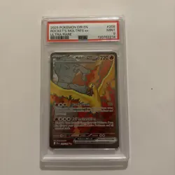 2025 POKEMON EN-DESTINED RIVALS ULTRA RARE TEAM ROCKET'S MOLTRES EX #208 PSA 9 - Image 2