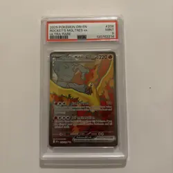 2025 POKEMON EN-DESTINED RIVALS ULTRA RARE TEAM ROCKET'S MOLTRES EX #208 PSA 9 - Image 5