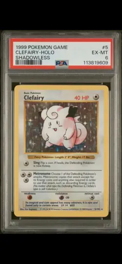 1999 POKEMON GAME #5 CLEFAIRY-HOLO SHADOWLESS PSA 6 - Image 1