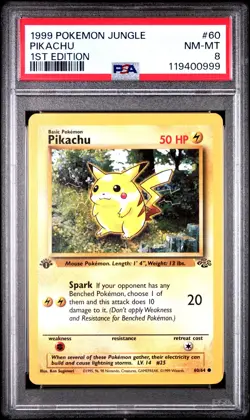 1999 POKEMON JUNGLE 60 PIKACHU 1ST EDITION PSA 8 - Image 1