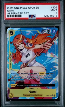 2024 ONE PIECE OP-08 TWO LEGENDS #106 NAMI ALT ART PSA 9 - Image 1