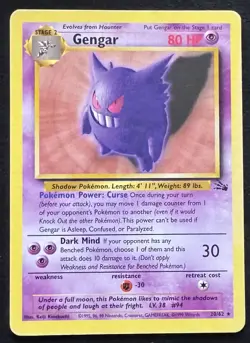 Gengar - 20/62 Fossil Regular Non-Holo Rare (MP) Pokemon TCG - Image 3