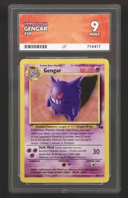 Pokemon TCG Gengar 20/62 Fossil Set Non Holo Rare Unlimited 1999 WOTC ACE 9 - Image 1