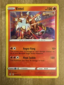 Pokemon TCG Entei Evolving Skies 019/203 Holo Holo Rare INK ERROR MISPRINT NM - Image 1