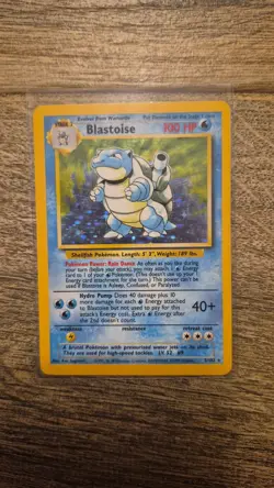 Pokemon TCG Base Set Unlimited Blastoise Holo Rare 2/102 Vintage WOTC MP 002/102 - Image 1