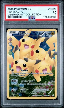 2016 POKEMON XY GENERATIONS RADIANT COLLECTION #RC29 FULL ART/PIKACHU PSA 5 - Image 1