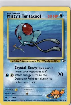 Pokemon TCG Misty's Tentacool Gym Heroes 57/132 Unlimited Uncommon - Image 1