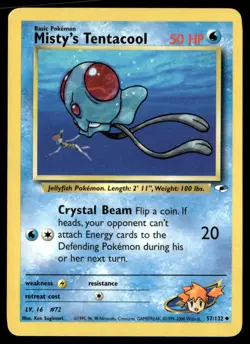 Misty's Tentacool (57) Uncommon Unlimited Gym Heroes 057/132 NM Pokemon TCG - Image 1