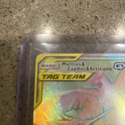 2019 Moltres & Zapdos & Articuno GX NM Rainbow 69/68 Hidden Fates Pokemon Card - Image 3