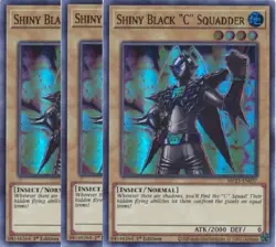 Yugioh Shiny Black "C" Squadder x 3 1st Edition Super Rare NM - Free Holo Card - Image 1