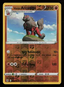 Hisuian Arcanine SWSH11: Lost Origin #084/196 Reverse Holo Rare Pokemon Card - Image 1