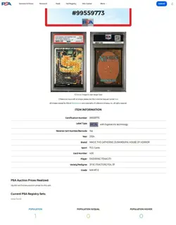 PSA 8 Population 1 Enduring Tenacity Japan Showcase Fracture Foil DSK MTG - Image 3