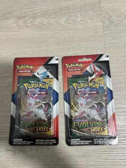 2 Pokemon Evolving Skies & Chilling Reign 2 pack Blister with Pin NEW & SEALED - Image 1